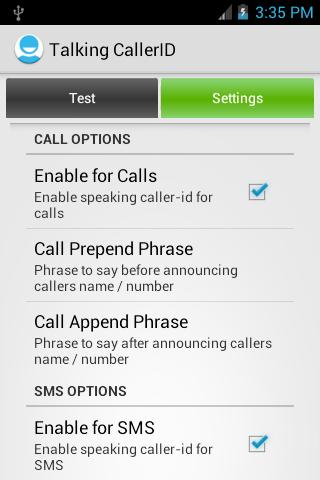 Talking Caller ID Calls & SMS