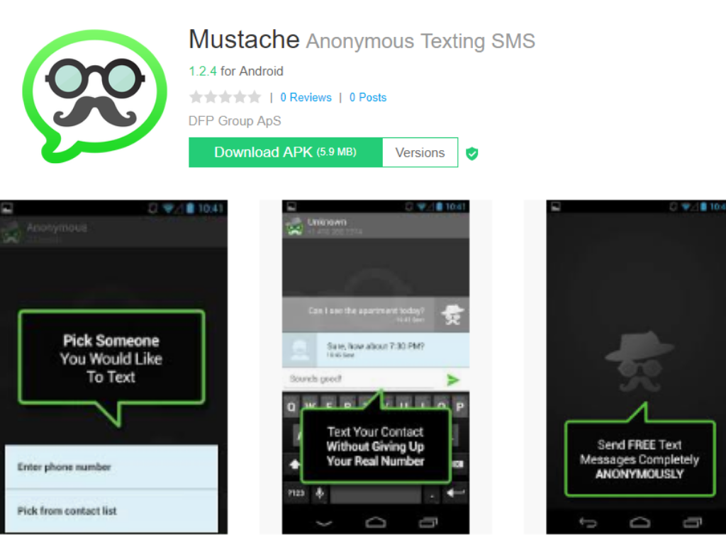 Mustache Anonymous Texting App