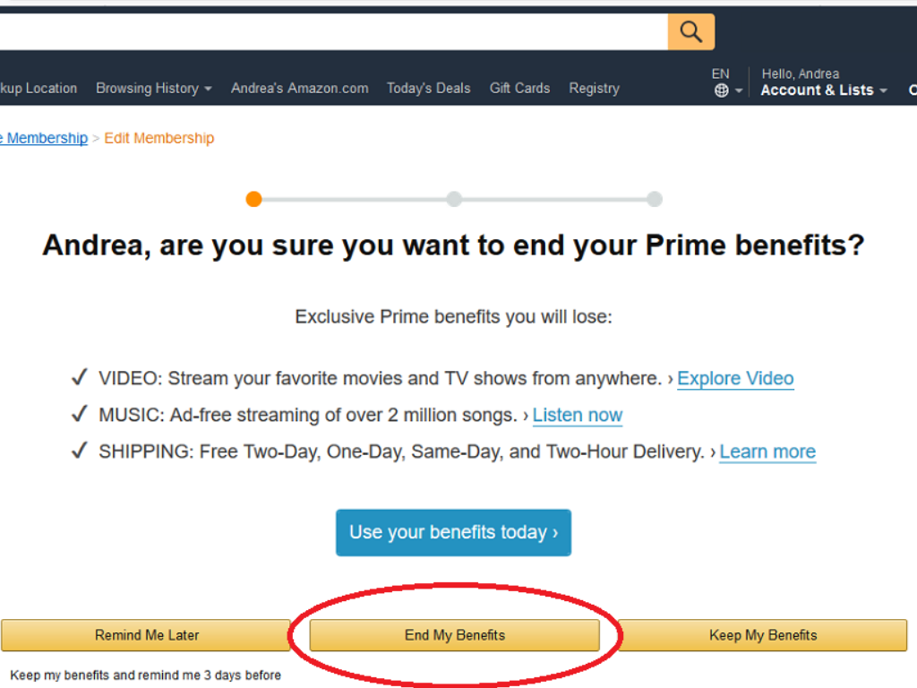 End My Benefits on Amazon Prime