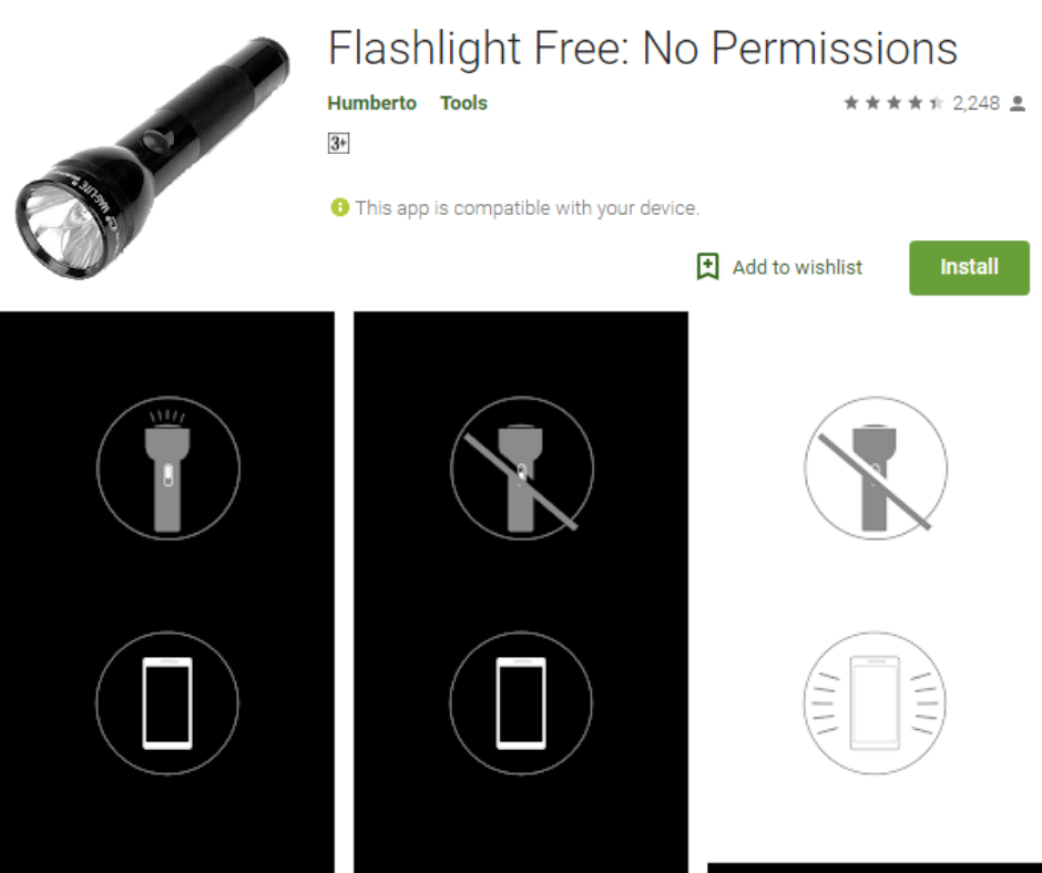 Flashlight Free: No Permissions