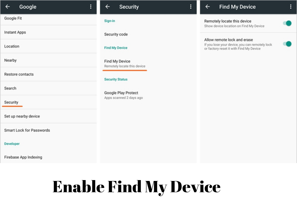 Enable tracker for lost android phone