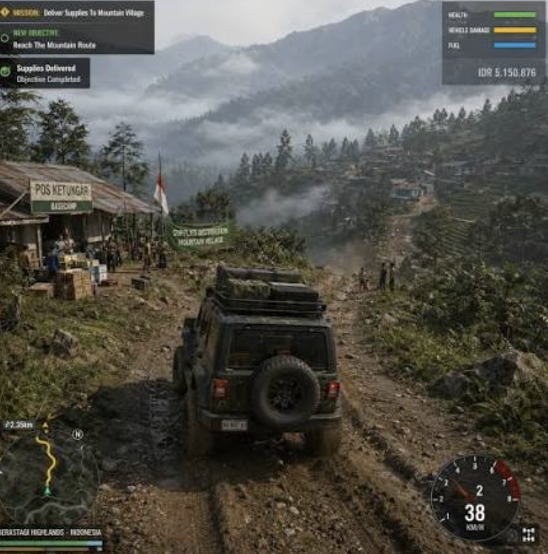 GTA Indonesia off-road gameplay in the Berastagi highlands of Indonesia