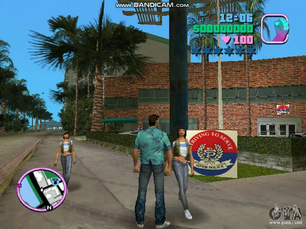 GTA Pakistan gameplay showing Sindh Police signage in a Vice City style map